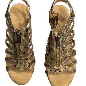 Aerosoles Animal Print 4” Gladiator Wedge Sandals with Cork Heel